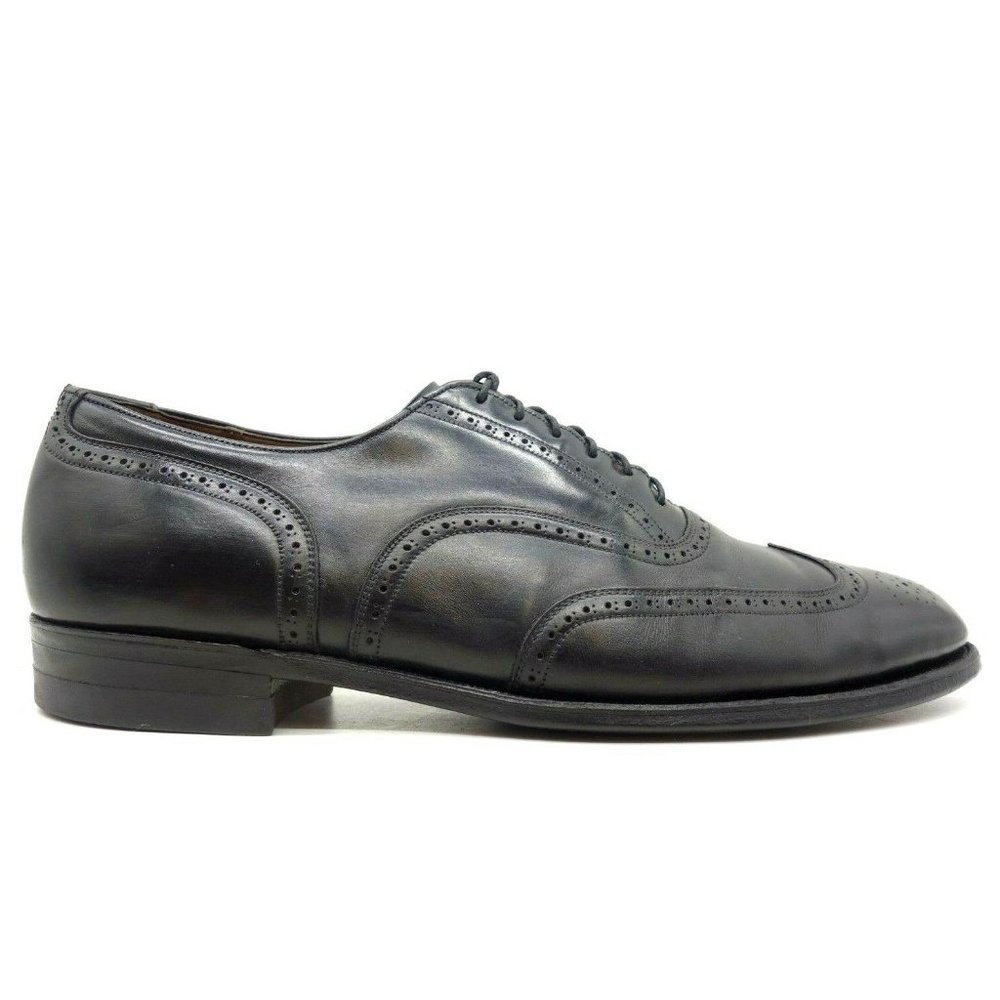 Vintage Black Leather Classic Wingtip Lace Up Oxfords Shoes Men's 12 D